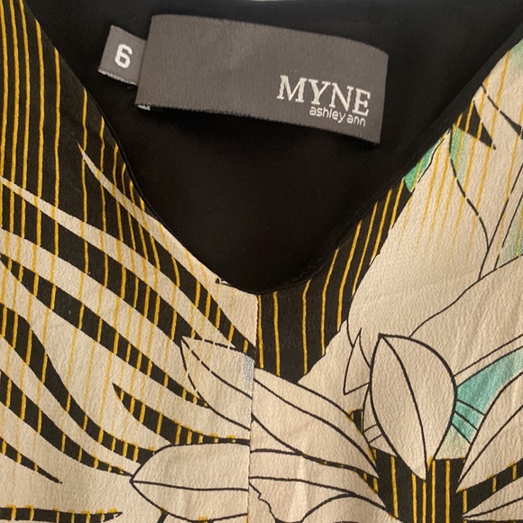 Myne Black & Gold Tropical Print Dress; size 6; very gently used - Picture 2 of 4